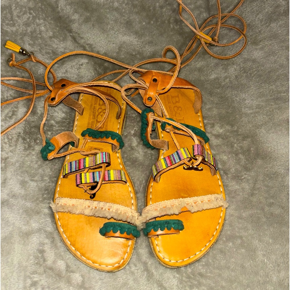 B&B Leather Sandals, No size listed but they are pictured on my size 7 foot.